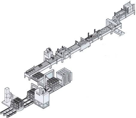 低位碼垛-裹膜包裝生產(chǎn)線示意圖